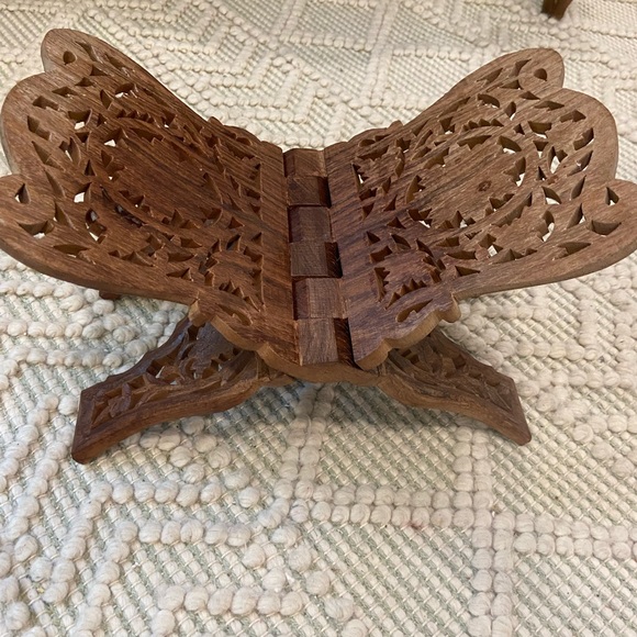 Vintage Handcarved Wood Book Rack - Picture 6 of 6